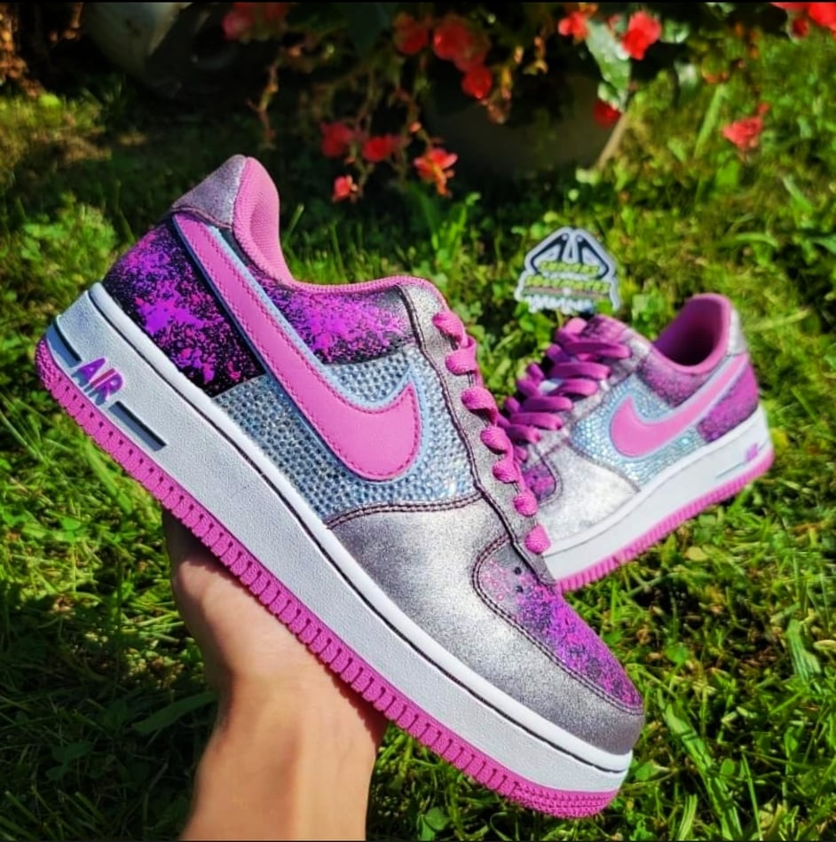 pink glitter air force ones